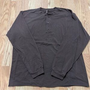 Men's SKIMS  Chocolate Brown Long Sleeve Henley Shirt